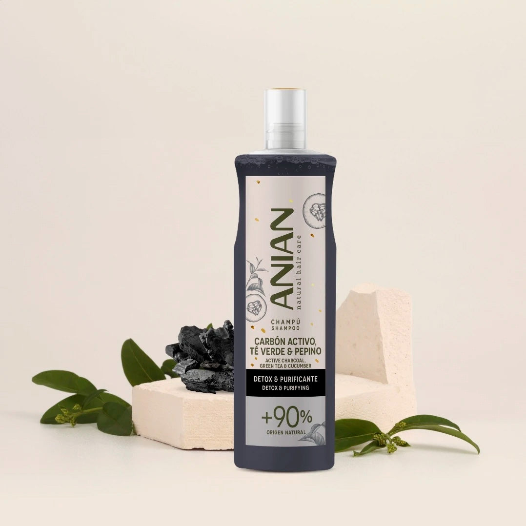 ANIAN - SHAMPOO ACTIVE CHARCOAL, GREEN TEA & CUCUMBER 400ML