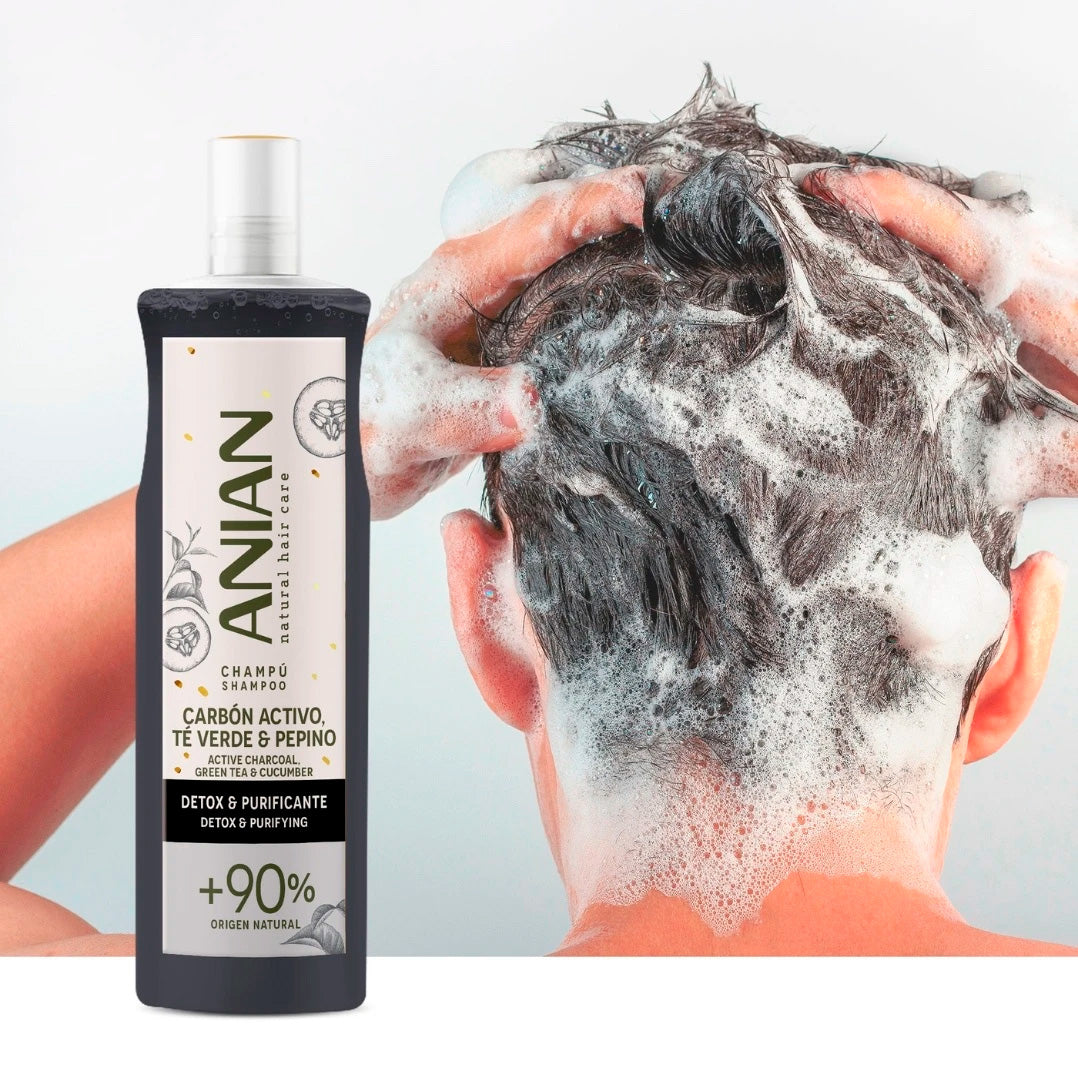 ANIAN - SHAMPOO ACTIVE CHARCOAL, GREEN TEA & CUCUMBER 400ML