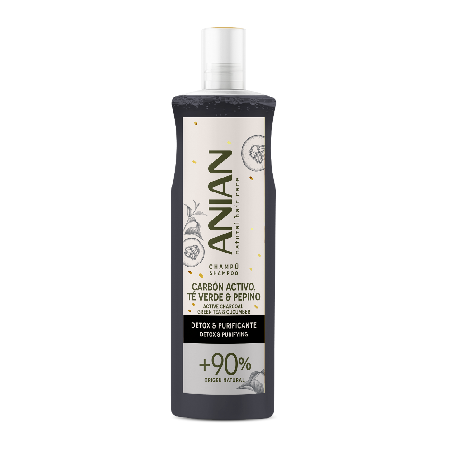 ANIAN - SHAMPOO ACTIVE CHARCOAL, GREEN TEA & CUCUMBER 400ML