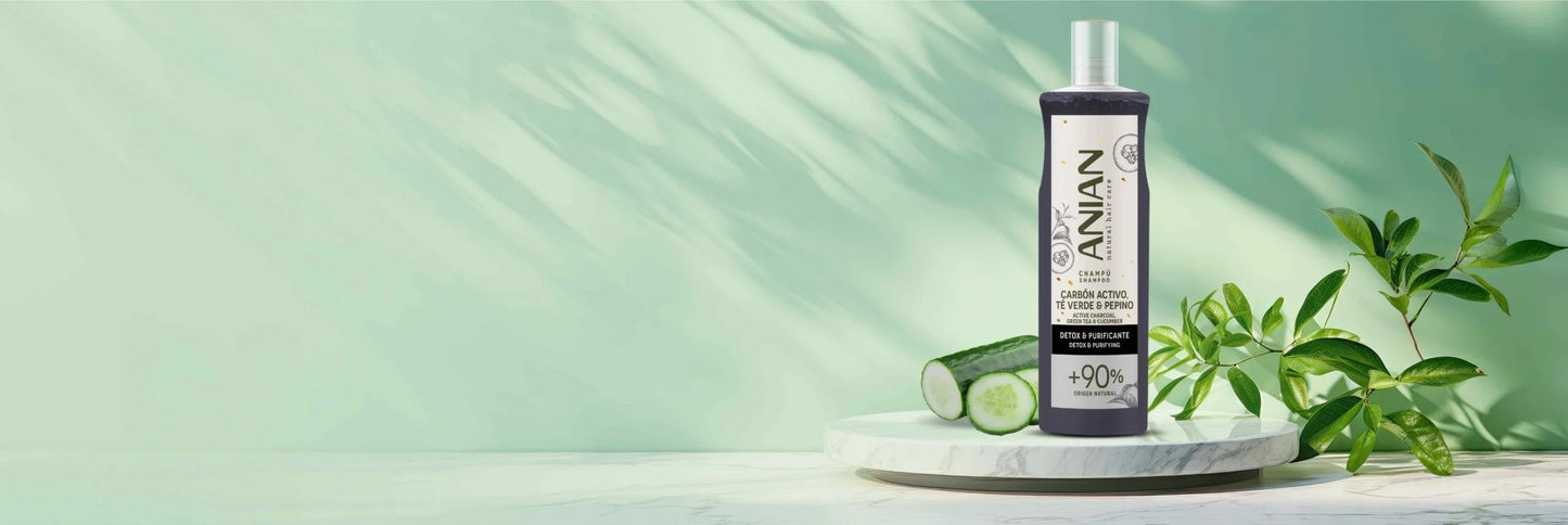 ANIAN - SHAMPOO ACTIVE CHARCOAL, GREEN TEA & CUCUMBER 400ML