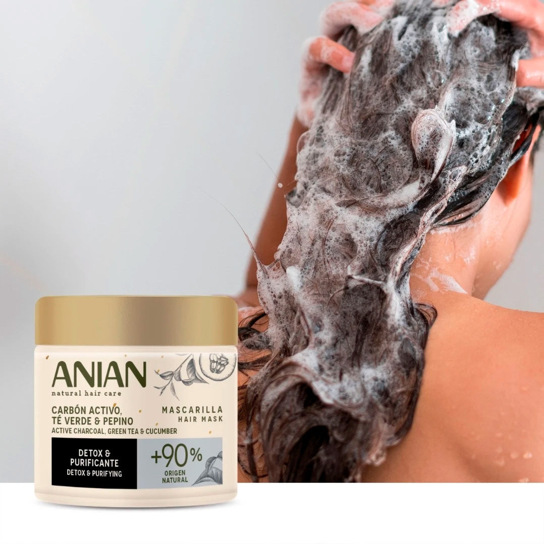 ANIAN - HAIR MASK ACTIVE CHARCOAL, GREEN TEA & CUCUMBER 350 ML