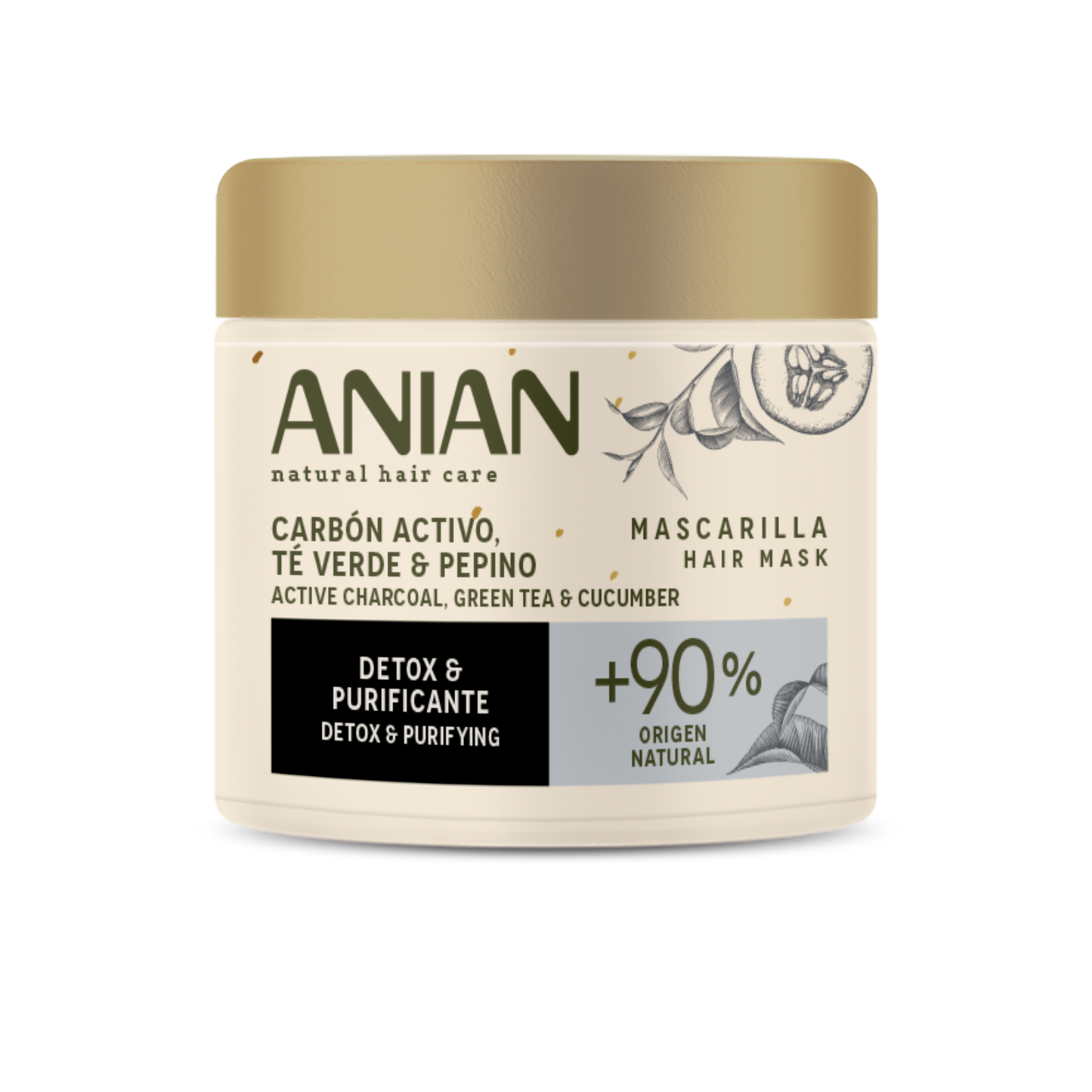 ANIAN - HAIR MASK ACTIVE CHARCOAL, GREEN TEA & CUCUMBER 350 ML
