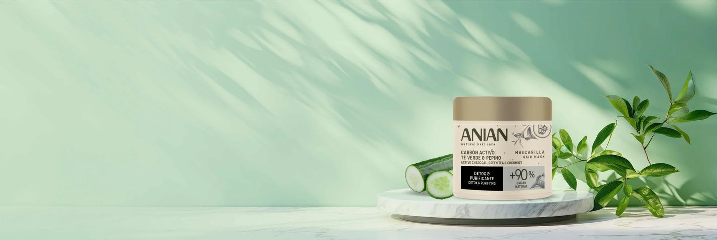 ANIAN - HAIR MASK ACTIVE CHARCOAL, GREEN TEA & CUCUMBER 350 ML